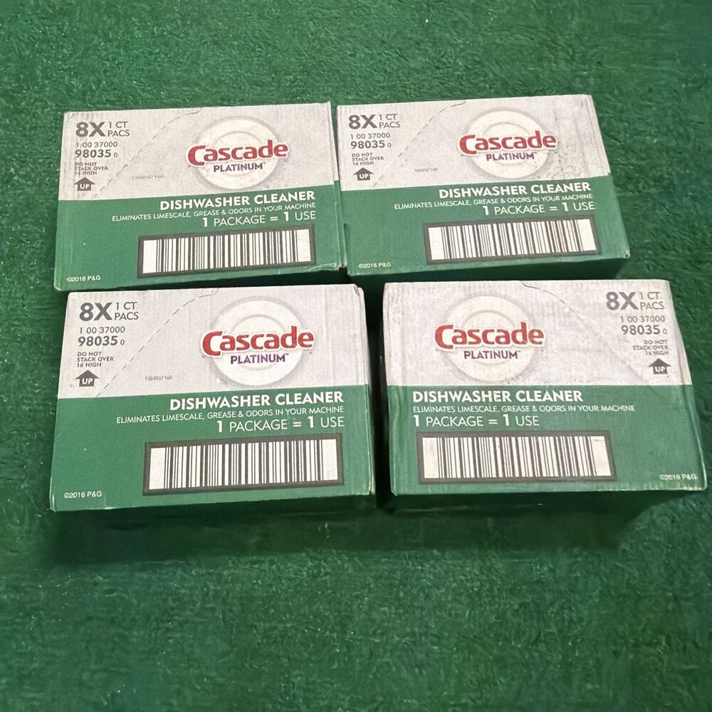 Cascade Platinum Dishwasher Cleaner 32 Single Use Packets 4 Display Boxes New